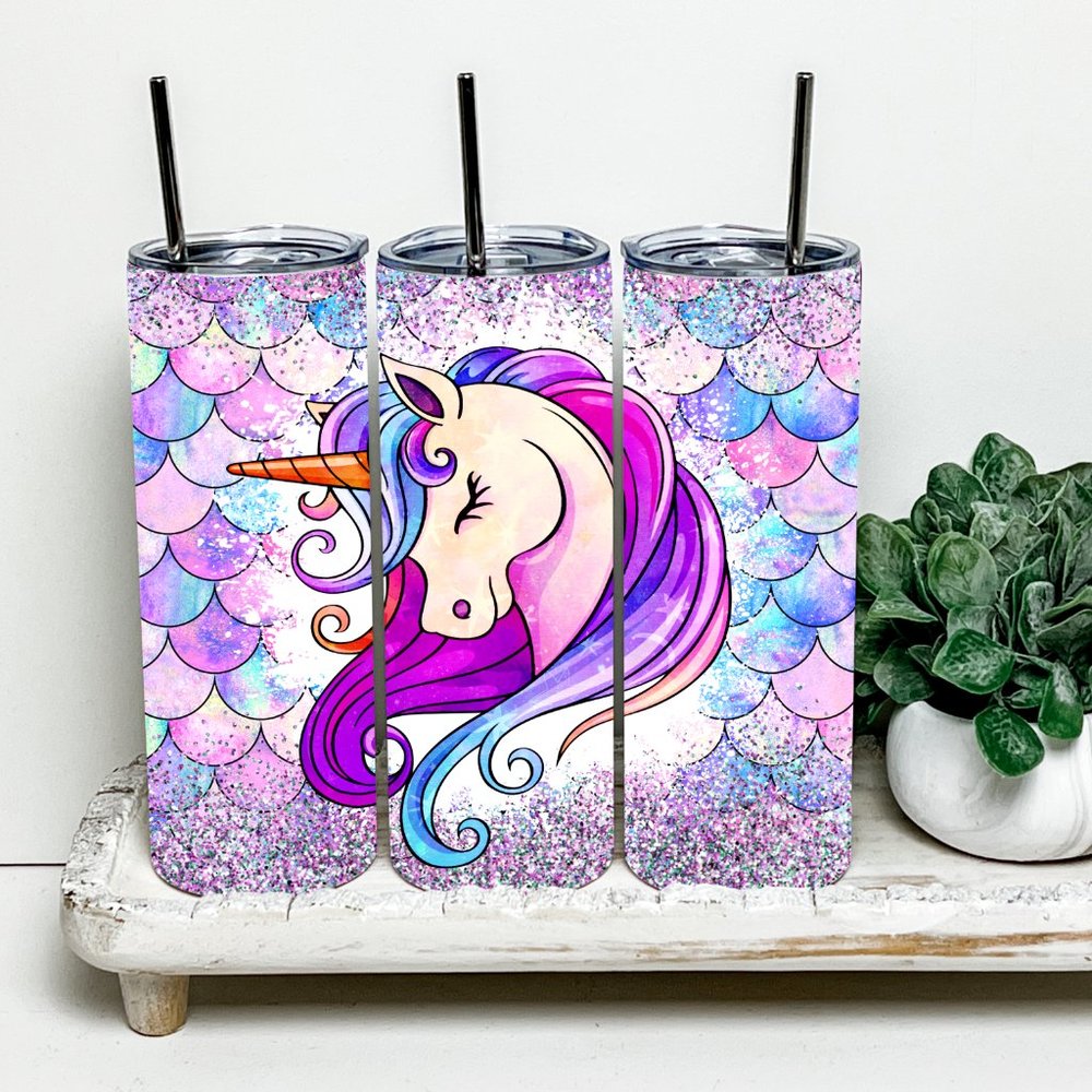 Unicorn Mermaid 20oz Tumbler With Metal Straw